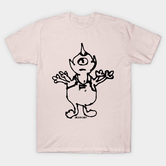 One Eyed Monster w Unihorn Sees All Feels All T-Shirt by Glitch